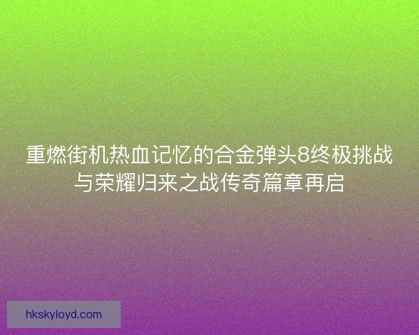 重燃街机热血记忆的合金弹头8终极挑战与荣耀归来之战传奇篇章再启
